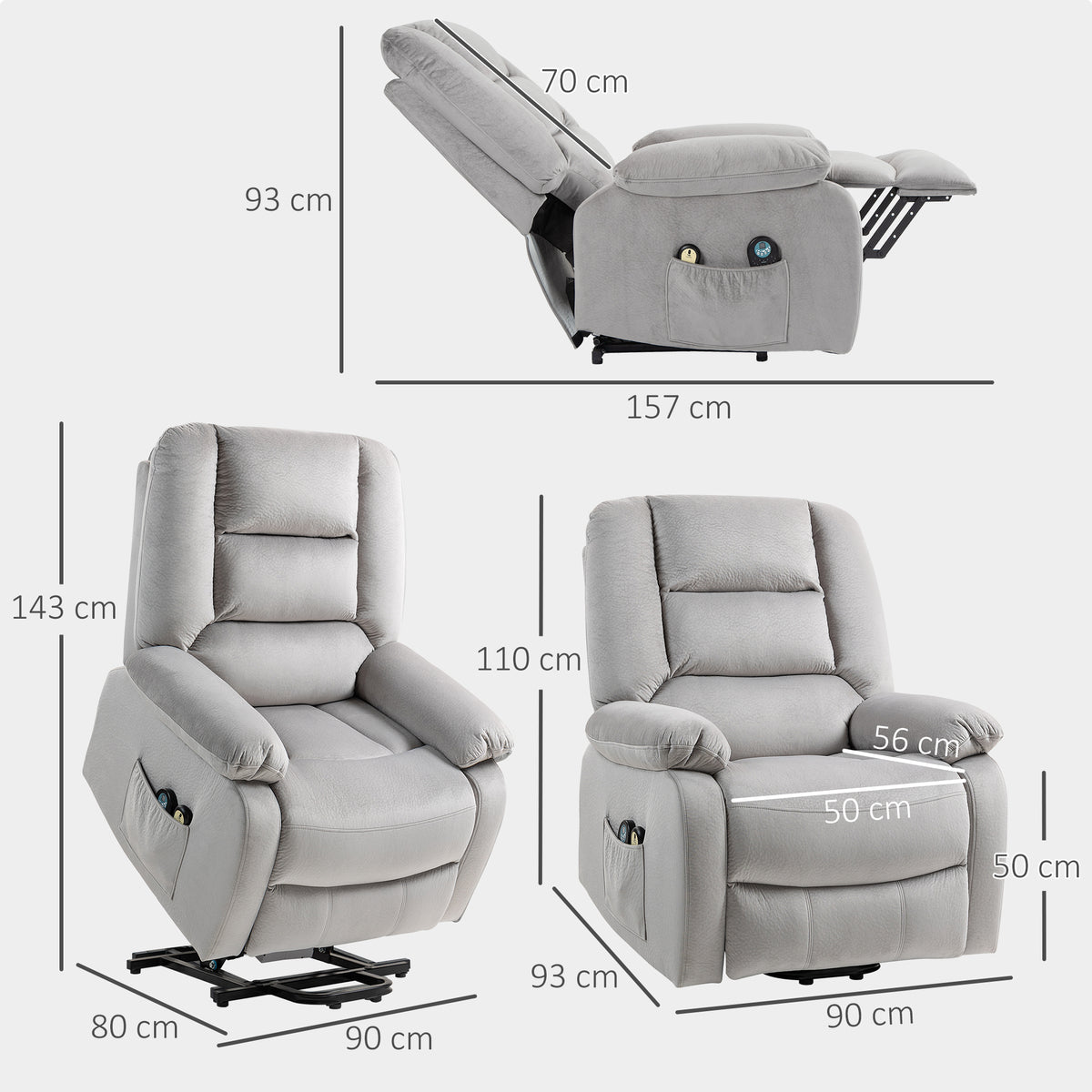 Elektrischer Massagesessel mit Aufstehhilfe | Cedaro | mit Massage und Wärme |  RehaComfort