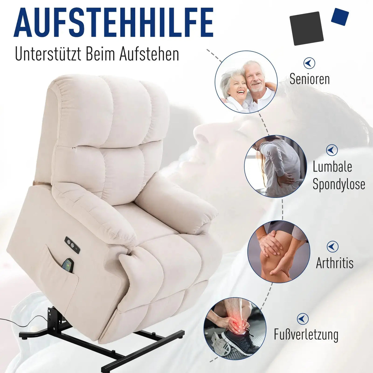 RehaComfort Aufstehsessel Alviero mit Massage und Wärme RehaComfort