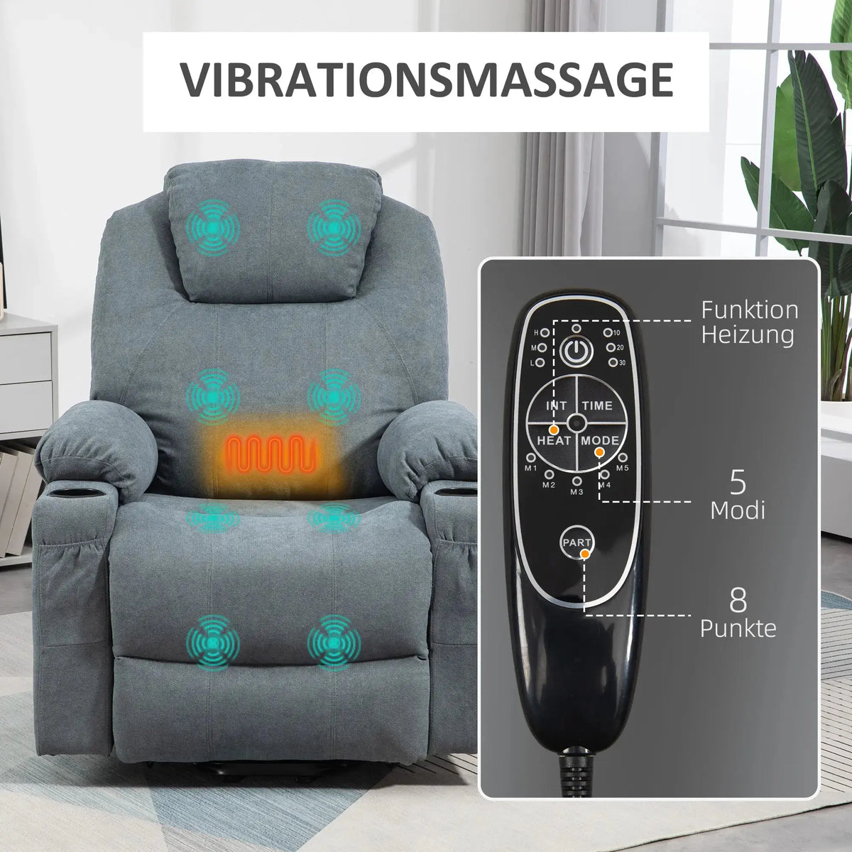 Massagesessel mit Aufstehhilfe elektrisch | mit Massage und Wärme | Sorano | RehaComfort RehaComfort