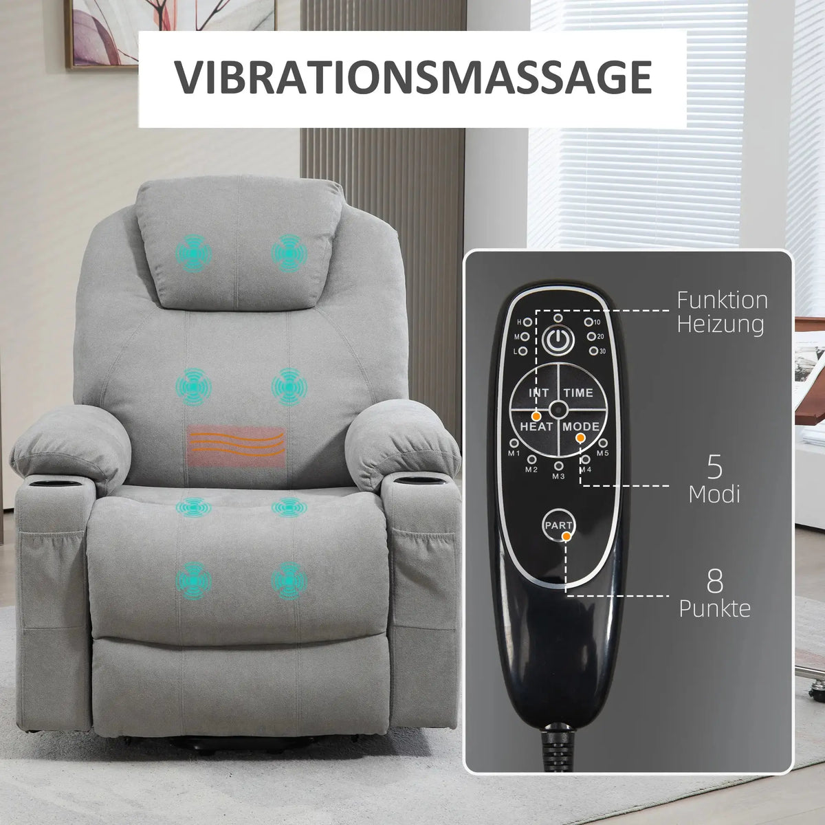 Massagesessel mit Aufstehhilfe elektrisch | mit Massage und Wärme | Sorano | RehaComfort RehaComfort