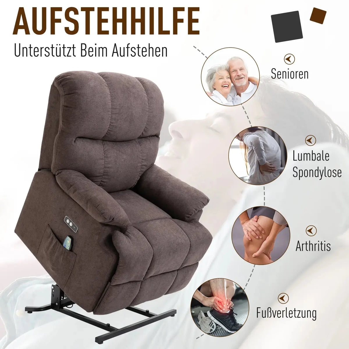 RehaComfort Aufstehsessel Alviero mit Massage und Wärme RehaComfort